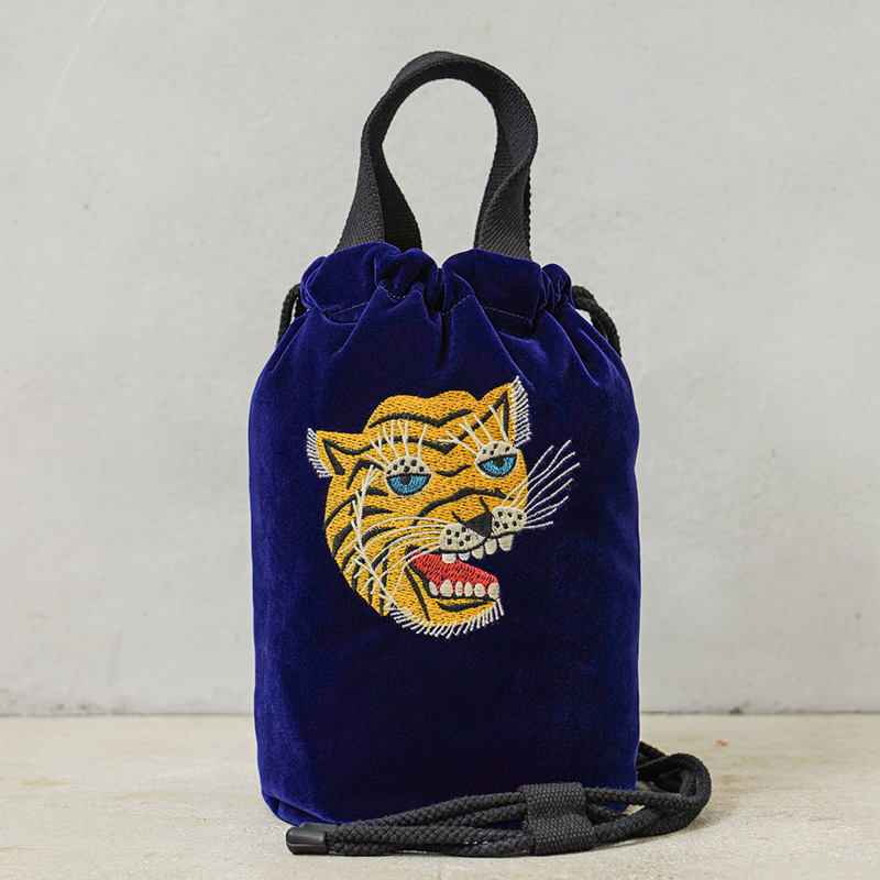 HOUSTON 虎刺繍 ショルダーバッグ F 黒 S HOUSTON / ヒューストン 6874 VELVETEEN EFFECT BAG (TIGER