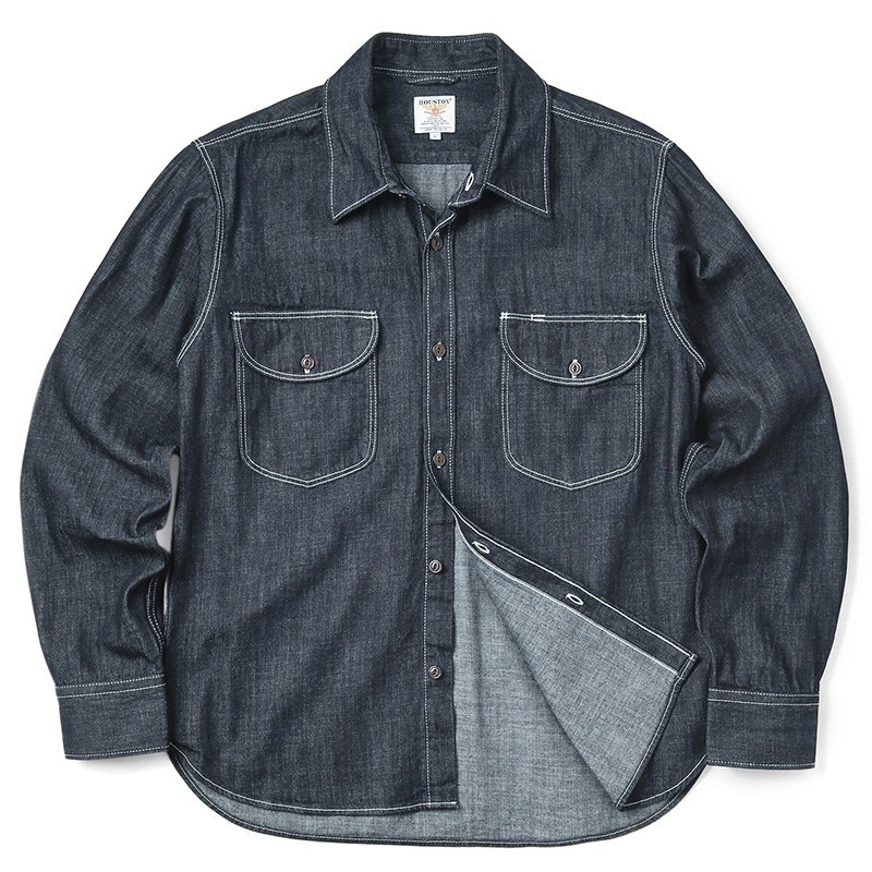 即日発送 T Houston ヒューストン Usaコットン デニムプルオーバーシャツ メンズ レディース トップス デニムシャツ ワークシャツ カジ ラッピング無料 Www Iacymperu Org