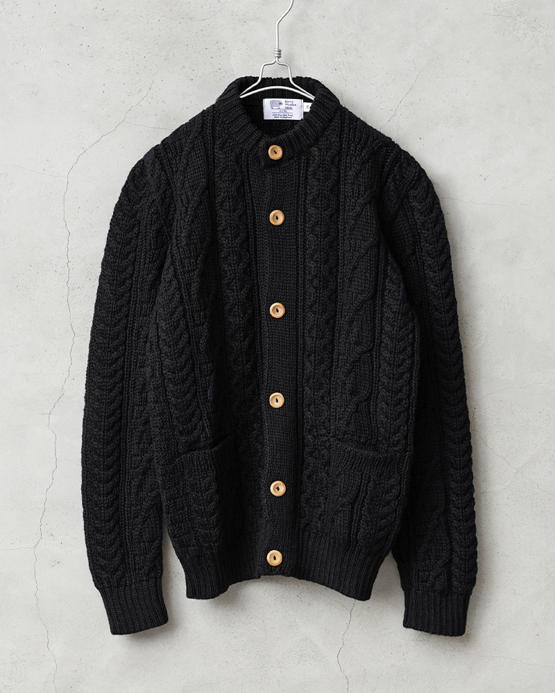 アランウーレンミルズ　ケーブル　ニット カーディガン　大きいサイズ　ウール メリノウール ケーブルカーディガン／aran woollen mills（アランウー