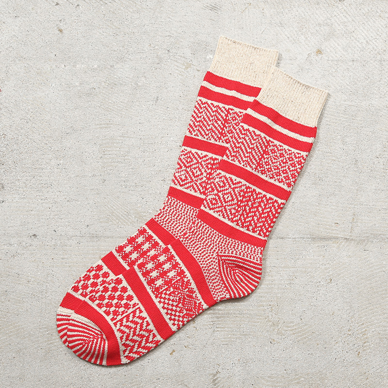 ROTOTO（ロトト） R1337 MULTI JACQUARD CREW SOCKS マルチジャカード