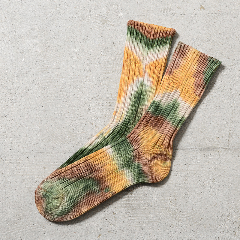 ROTOTO（ロトト） R1415 CHUNKY RIBBED CREW SOCKS”TIE DYE” チャン