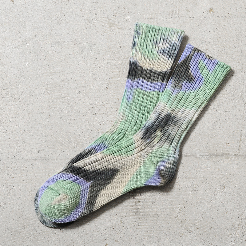ROTOTO（ロトト） R1415 CHUNKY RIBBED CREW SOCKS”TIE DYE” チャン