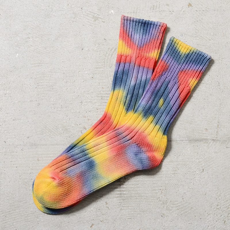 ROTOTO（ロトト） R1415 CHUNKY RIBBED CREW SOCKS”TIE DYE” チャン