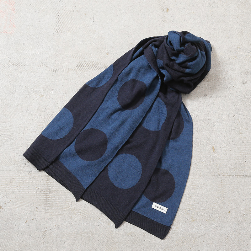 ROTOTO（ロトト） R5139 PORTHOLE DOT COTTON SHAWL MUFFLER ポート