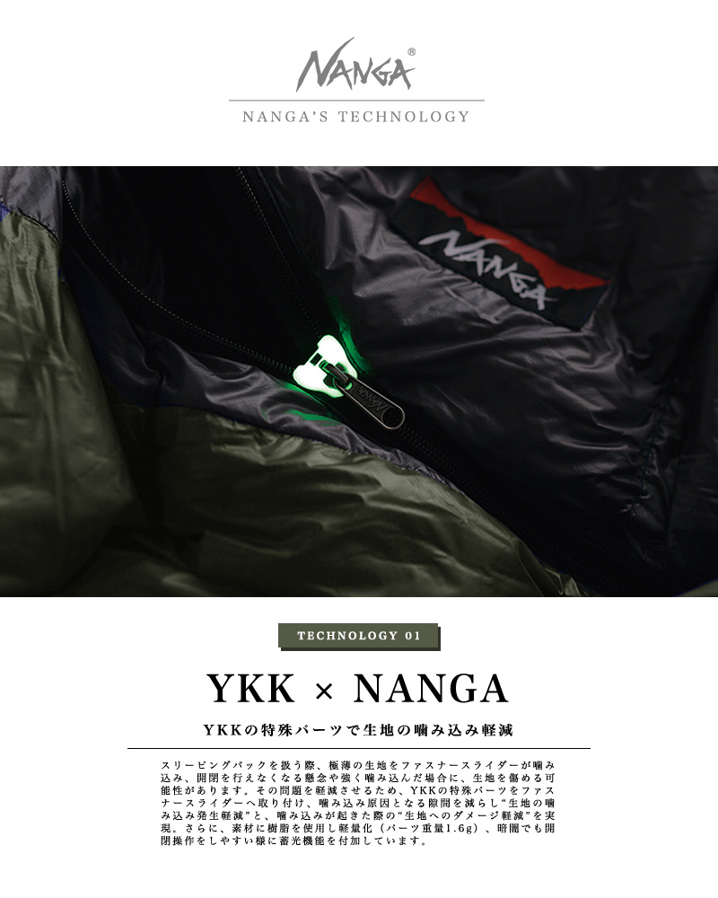 NANGA ナンガ AURORA SQUARE FOOT 600 STD スリーピングバッグ 日本製