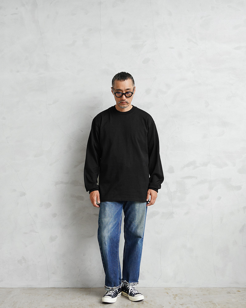 Hanes ヘインズ HM4-C201 T-SHIRTS KURO クルーネック ロング