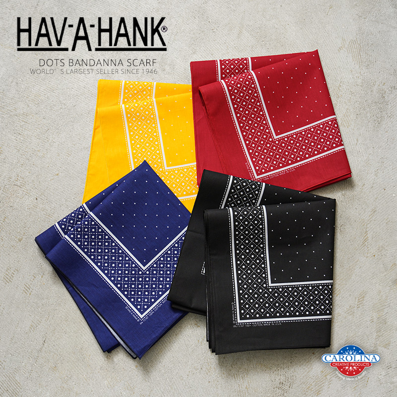 HAV-A-HANK ハバハンク 15713900 MADE IN U.S.A. DOTS BANDANNA SCARF ドット バンダナ スカーフ  大判 長め ストール アメカジ アメリカ製【T】