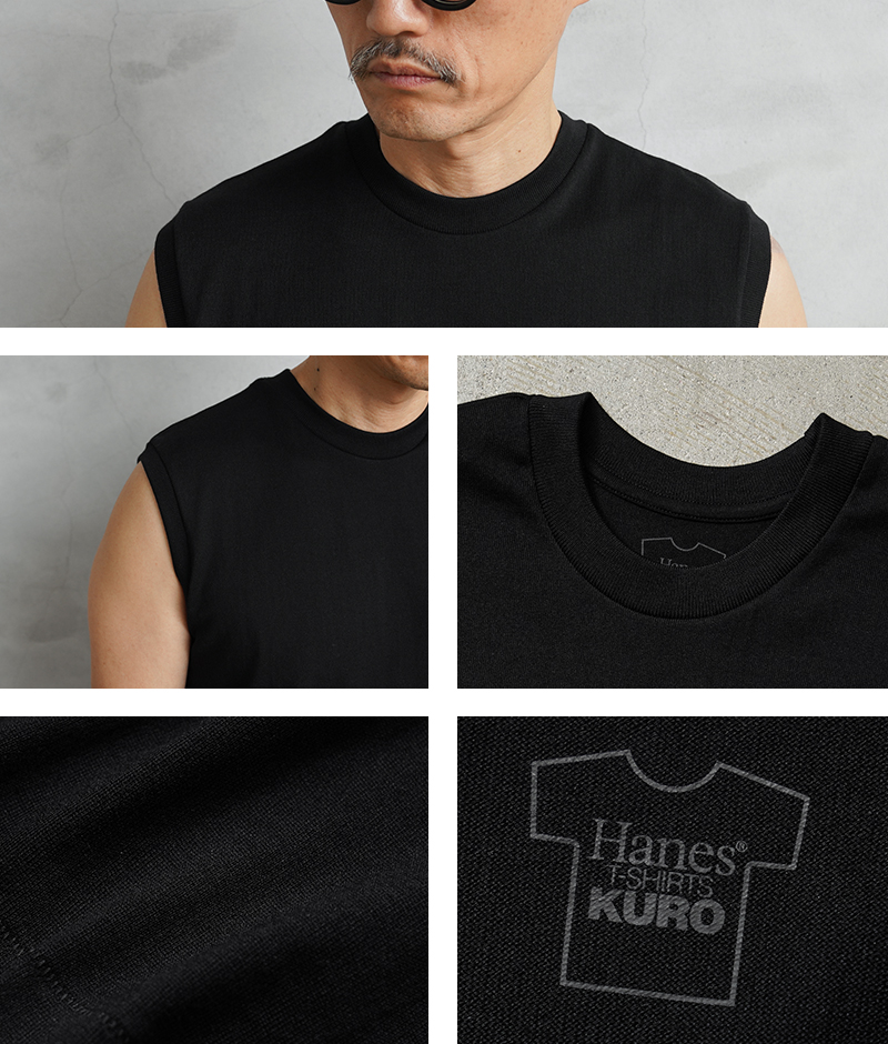 Hanes（ヘインズ） HM3-D202 Hanes T-SHIRTS KURO SLEEVELESS スリーブ
