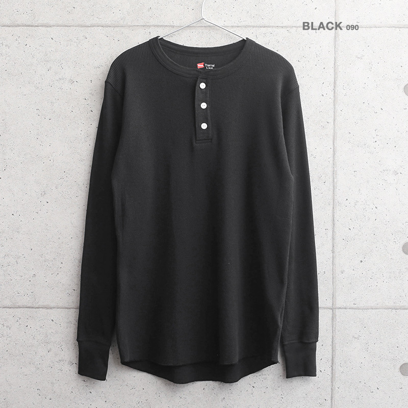 Hanes（ヘインズ） HM4-Q502 L/S サーマル ヘンリーネックTシャツ