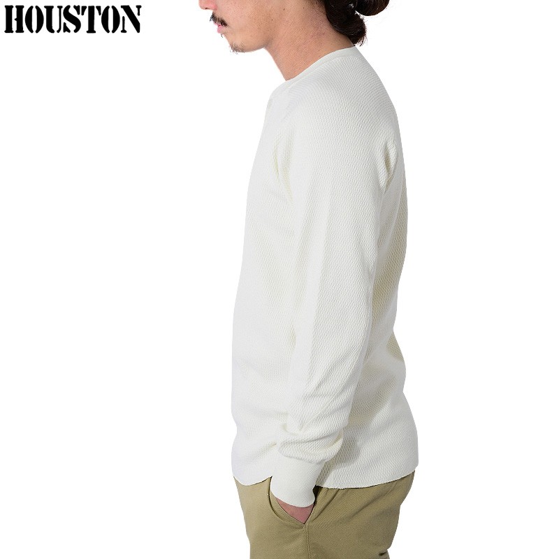 HOUSTON ヒューストン 20972 HEAVY THERMAL ヘンリーネックTシャツ サーマル ロンT カットソー 無地 厚手 肉厚  ミリタリー アメカジ【R】