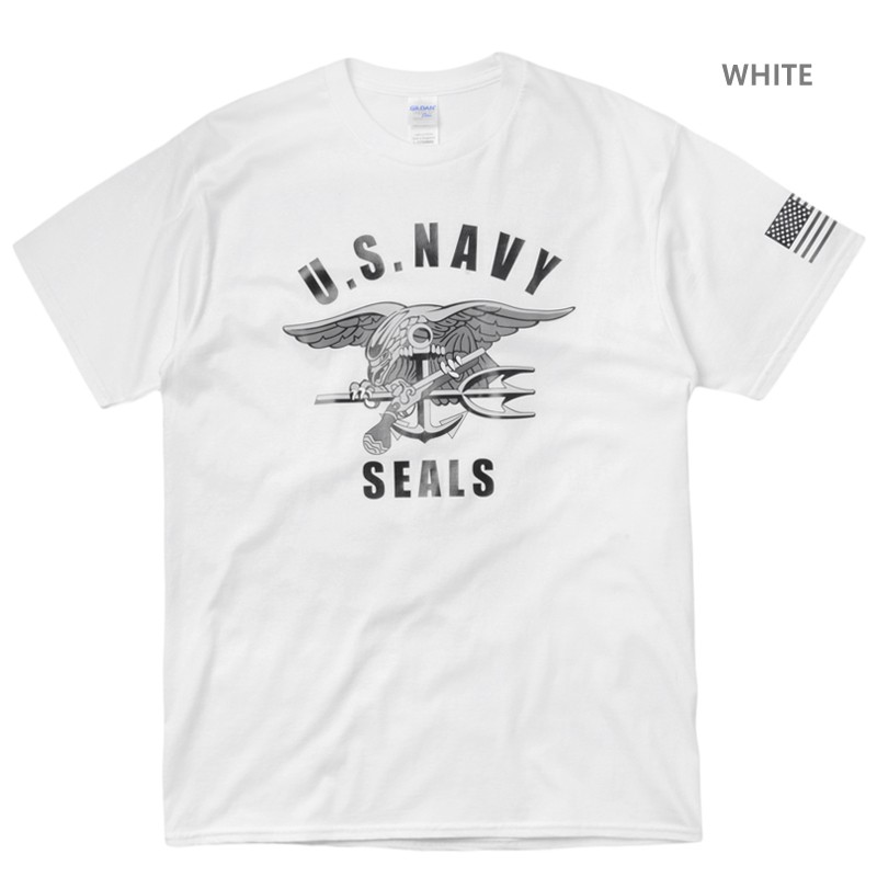 【メーカー取次】新品 米軍 U.S.NAVY SEALS ロゴ プリント Tシャツ メンズ レディース ミリタリー 米海軍 ネイビーシールズ デブグル  カットソー【T】