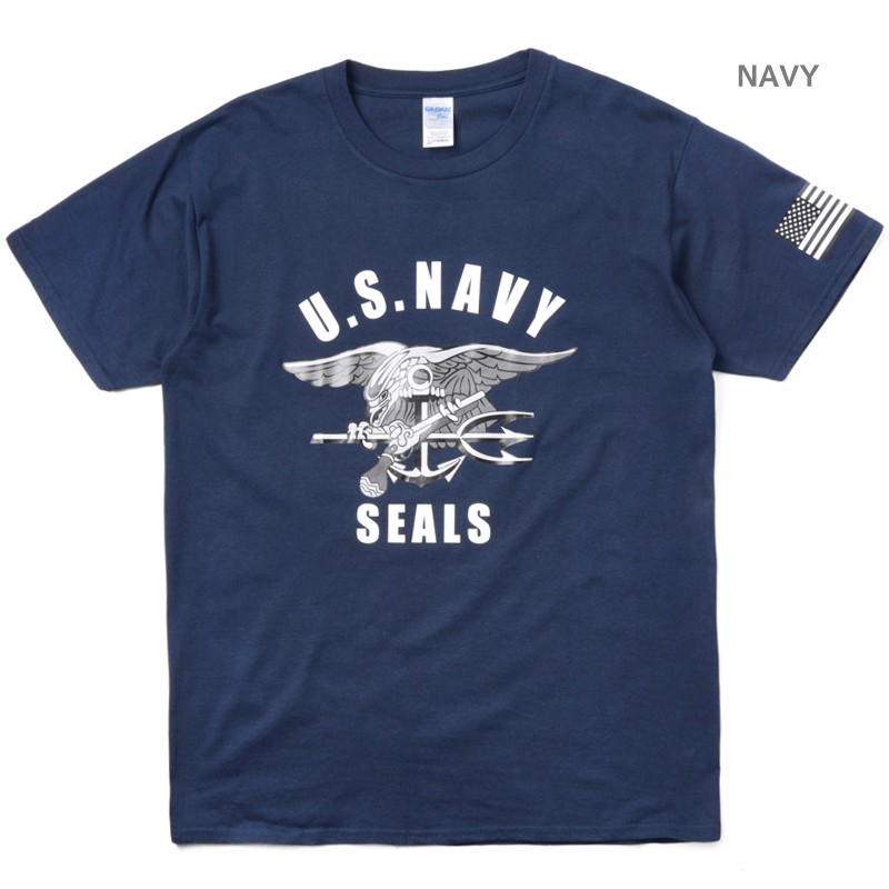 メーカー取次】新品 米軍 U.S.NAVY SEALS ロゴ プリント Tシャツ 