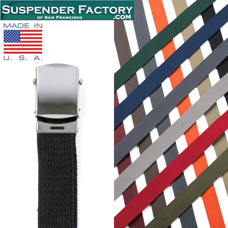 SUSPENDER FACTORY サスペンダーファクトリー MF110 キャンバスベルト シルバーバックル MADE IN USA ガチャベルト  アメリカ製 ブランド【T】