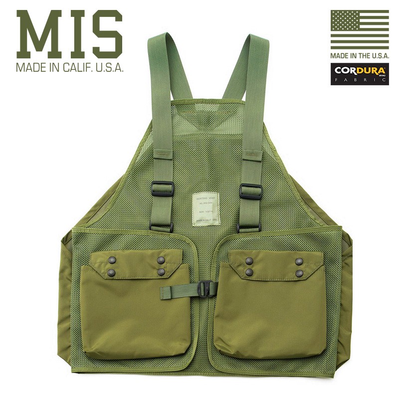 MIS エムアイエス MIS-1030 RASCHEL KNIT ハンティングベスト MADE IN USA OLIVE フィッシング アウトドア  キャンプ おしゃれ ブランド アメリカ製【Sx】【T】