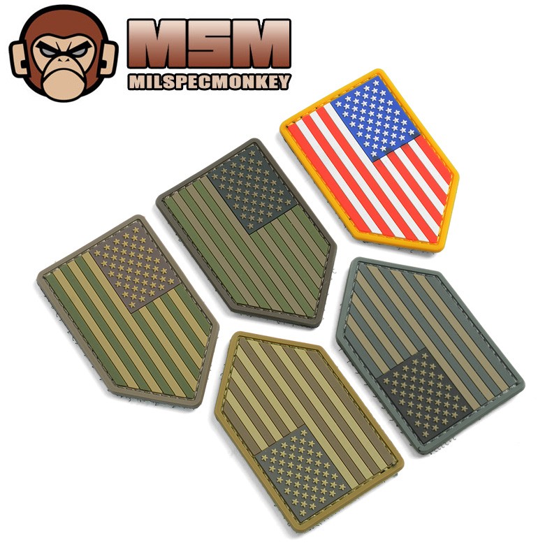 【ネコポス配送可】 MIL-SPEC MONKEY ミルスペックモンキー パッチ(ワッペン）US Flag Vertical Shield PVC  ミリタリー サバゲー アクセサリー【T】