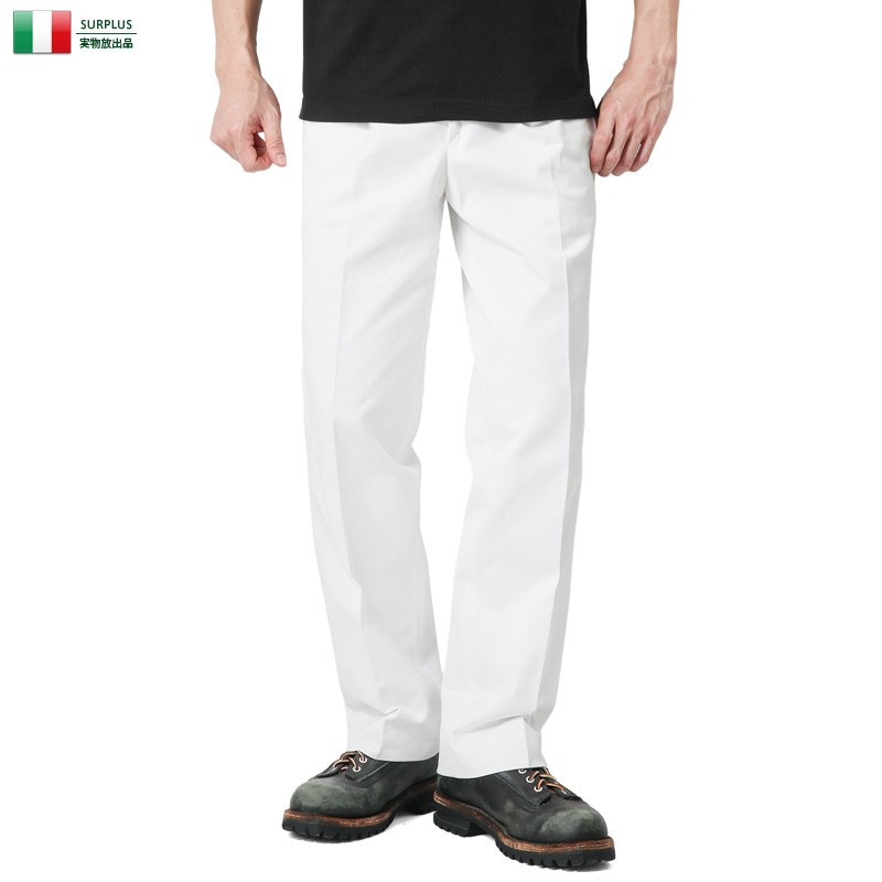 実物 新品 イタリア デッドストック ドレスパンツ ホワイト メンズ 