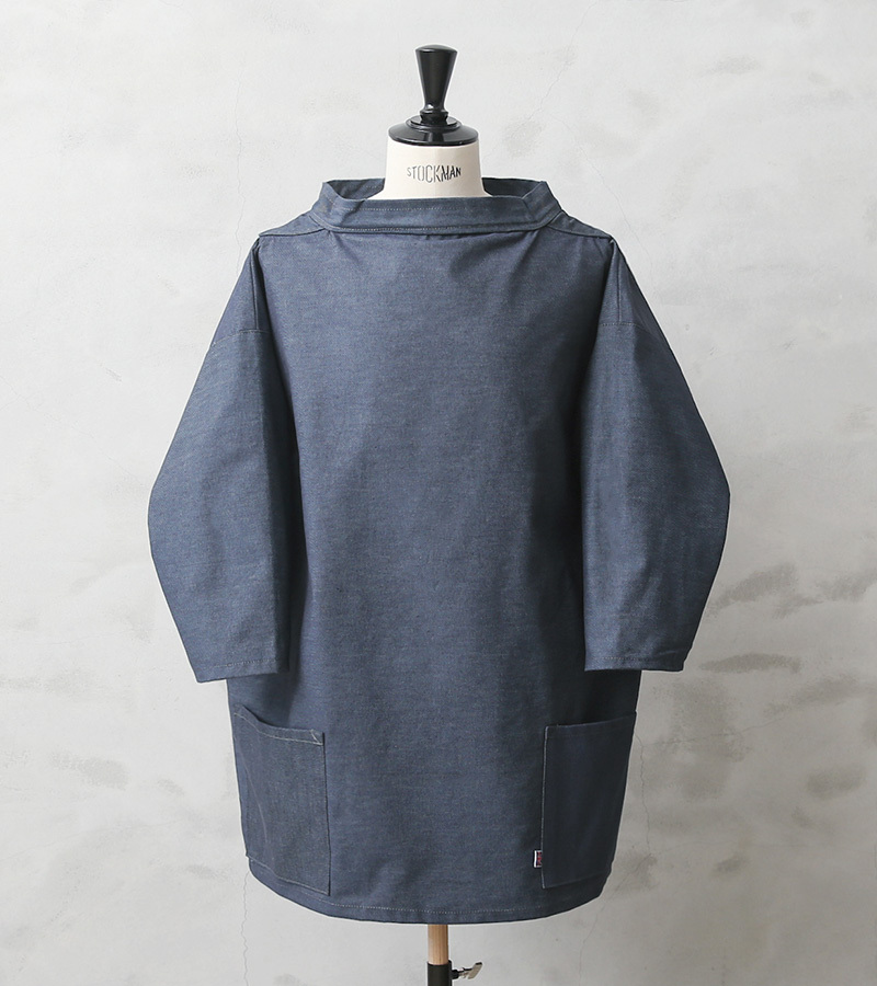 Newlyn Smocks ニューリンスモック フィッシャーマンズ スモック ラウンドネック デニム 七分袖 MADE IN UK イギリス製 英国製  長袖 おしゃれ 漁師【T】