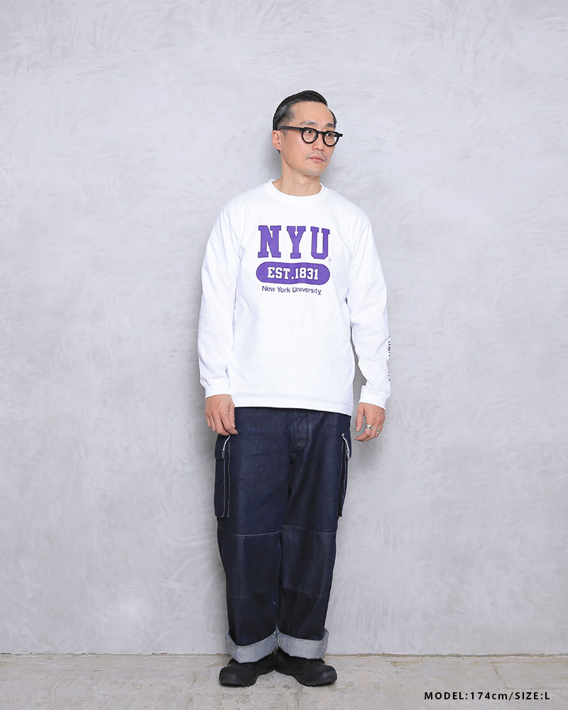 NYU-004 NYU logo ロングスリーブ Tシャツ ニューヨーク大学