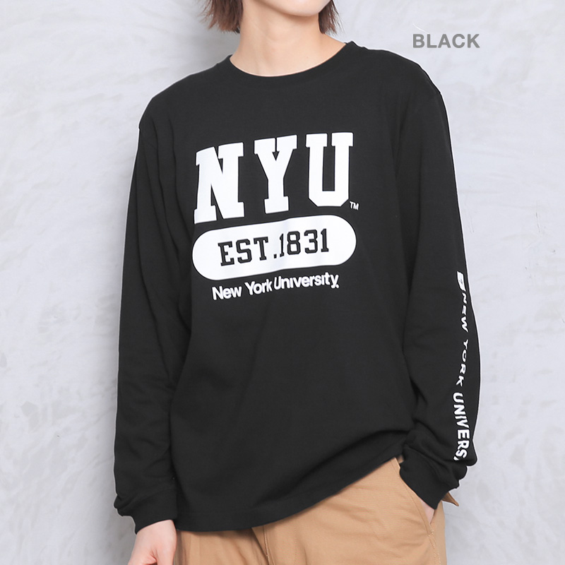 ニューヨーク大学 NYU ロンT 長袖 NYU-004 NYU logo ロングスリーブ Tシャツ ニューヨーク大学