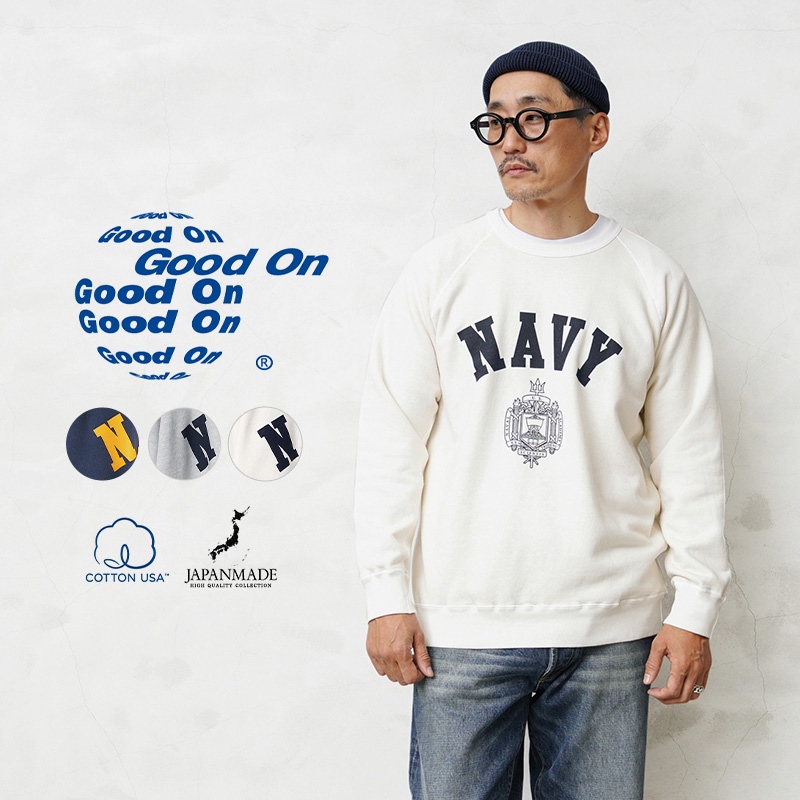 Good On グッドオン OLRG-1236P NAVY クルーネック ラグランスウェット