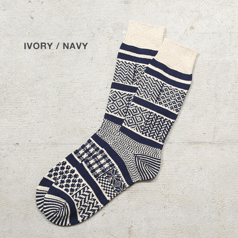 ROTOTO ロトト R1337 MULTI JACQUARD CREW SOCKS マルチジャカード