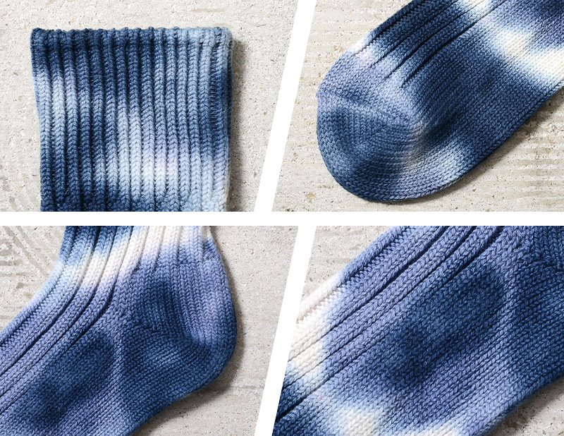 りゅーと ROTOTO（ロトト） R1415 CHUNKY RIBBED CREW SOCKS”TIE DYE” チャン