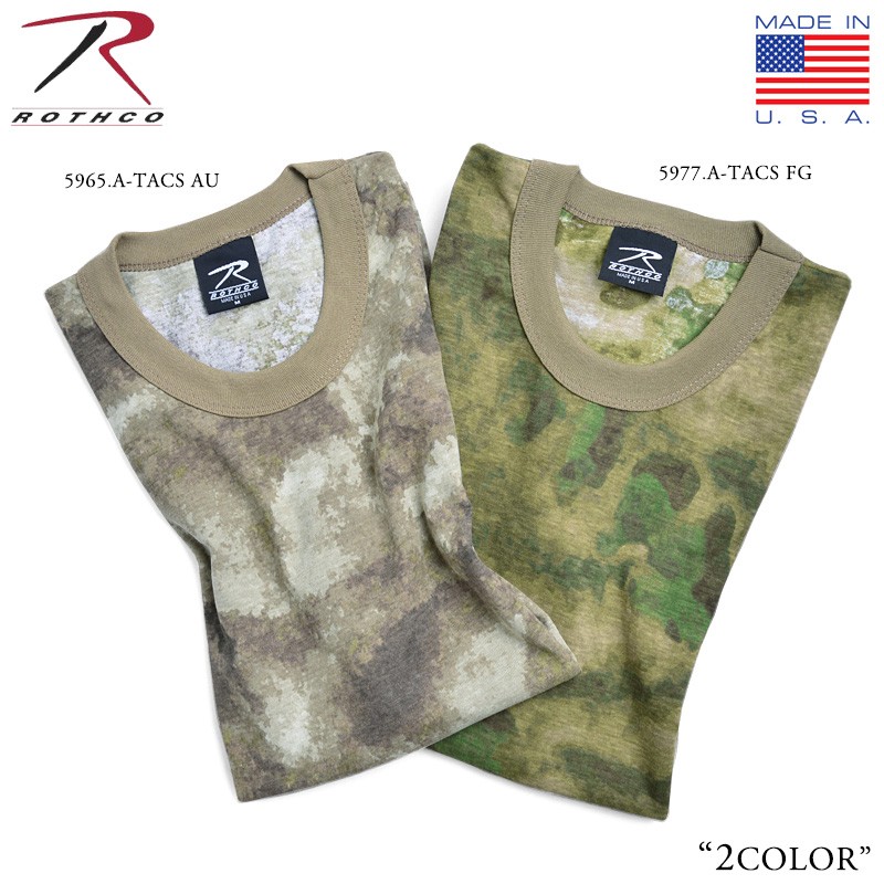 A-TACS AU Short Sleeve Camo T-Shirt By Rothco 5965 Made in the USA 