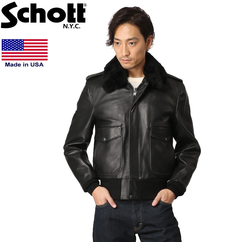 ソルボワ 【米国製】Schott レザージャケット 40 黒 フライト