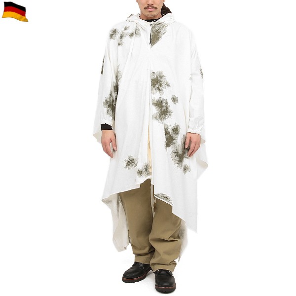 MILITARY 実物 新品 ドイツ軍スノーカモポンチョ メンズ