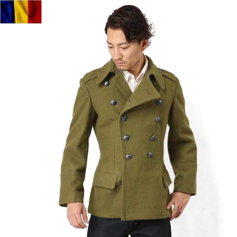 MILITARY 実物 新品 ルーマニア軍 リメイクウールコート メンズ