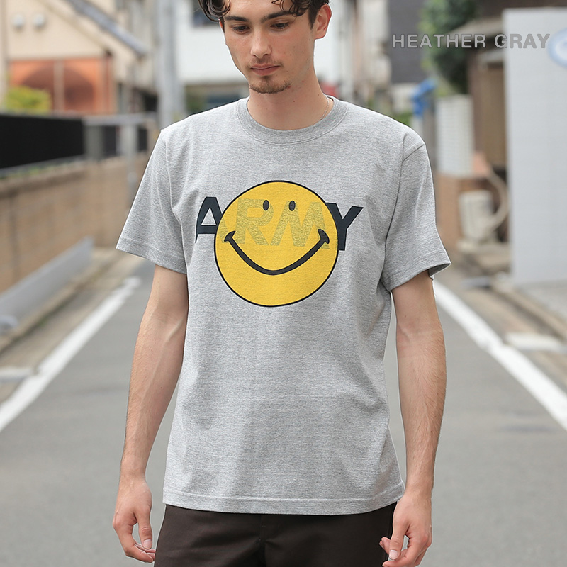 SMFC-042 ARMY SMILEY FACE TEE アーミースマイルフェイスＴシャツ アメカジ プリント【T】