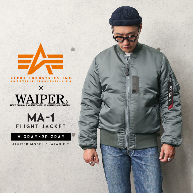 MA-1 メンズ ALPHA アルファ WAIPER別注 TA0128 フライトジャケット JAPAN FIT V.GRAY ミリタリー アウター  ブランド【クーポン対象外】【T】【即日】