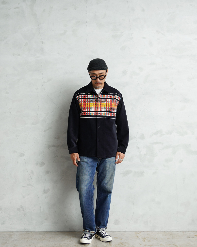 TOWNCRAFT（タウンクラフト） TC24F001NW コーディロイ シャツ 民族柄