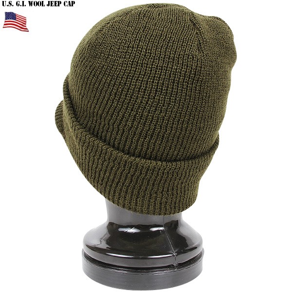 ミリタリーキャップ 実物 新品 米軍WOOL JEEP CAP OD ツバ付き ニットキャップ デッドストック アメリカ軍【クーポン対象外】【T】