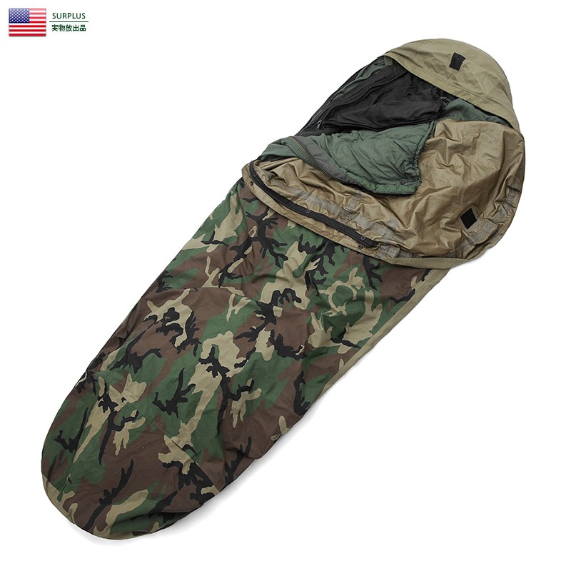 実物 USED 米軍 MODULAR SLEEP SYSTEM 4 PART スリーピングバッグカバーセット WOODLAND CAMO 寝袋  マミー型 シュラフ アウトドア【クーポン対象外】【T】