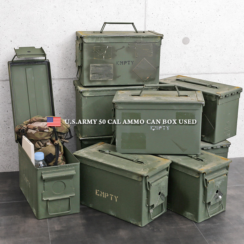 実物 USED 米軍 50 CAL AMMO CAN アンモボックス アーモボックス 缶