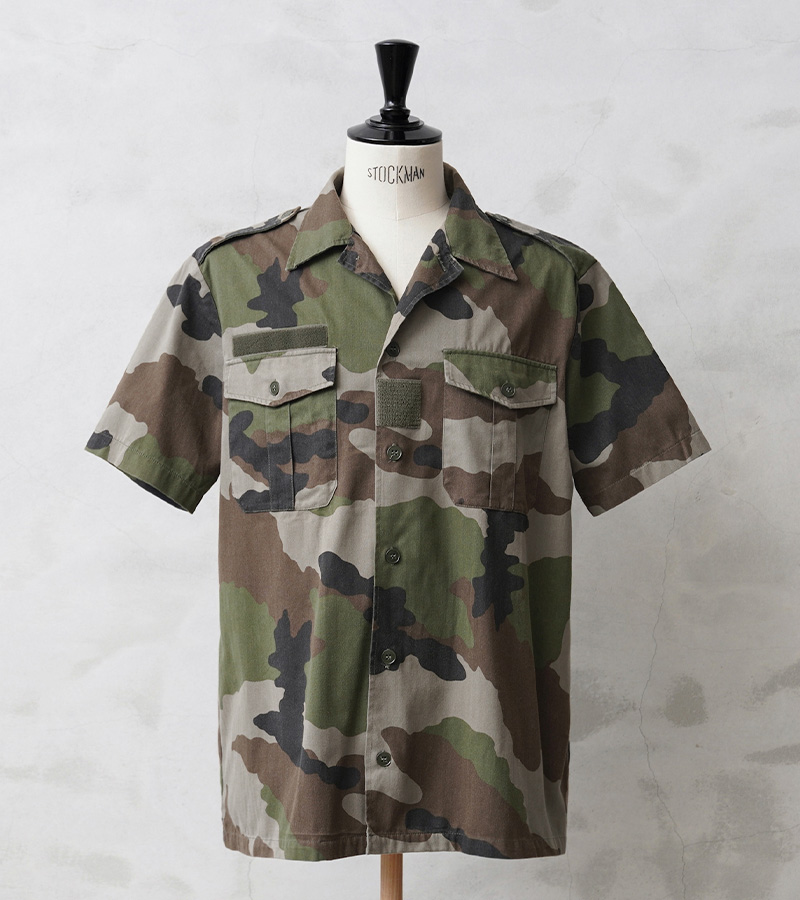 実物 USED フランス軍 HBT チャド 半袖シャツ CCEカモ メンズ 迷彩服