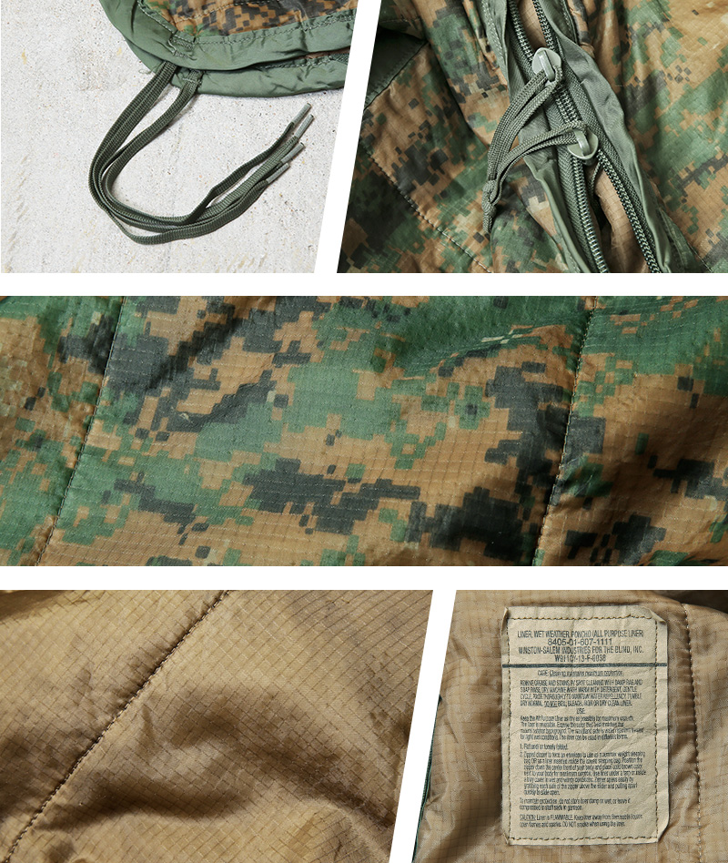 実物 USED 米軍 ZIP付き ポンチョライナー MARPAT コンディションA