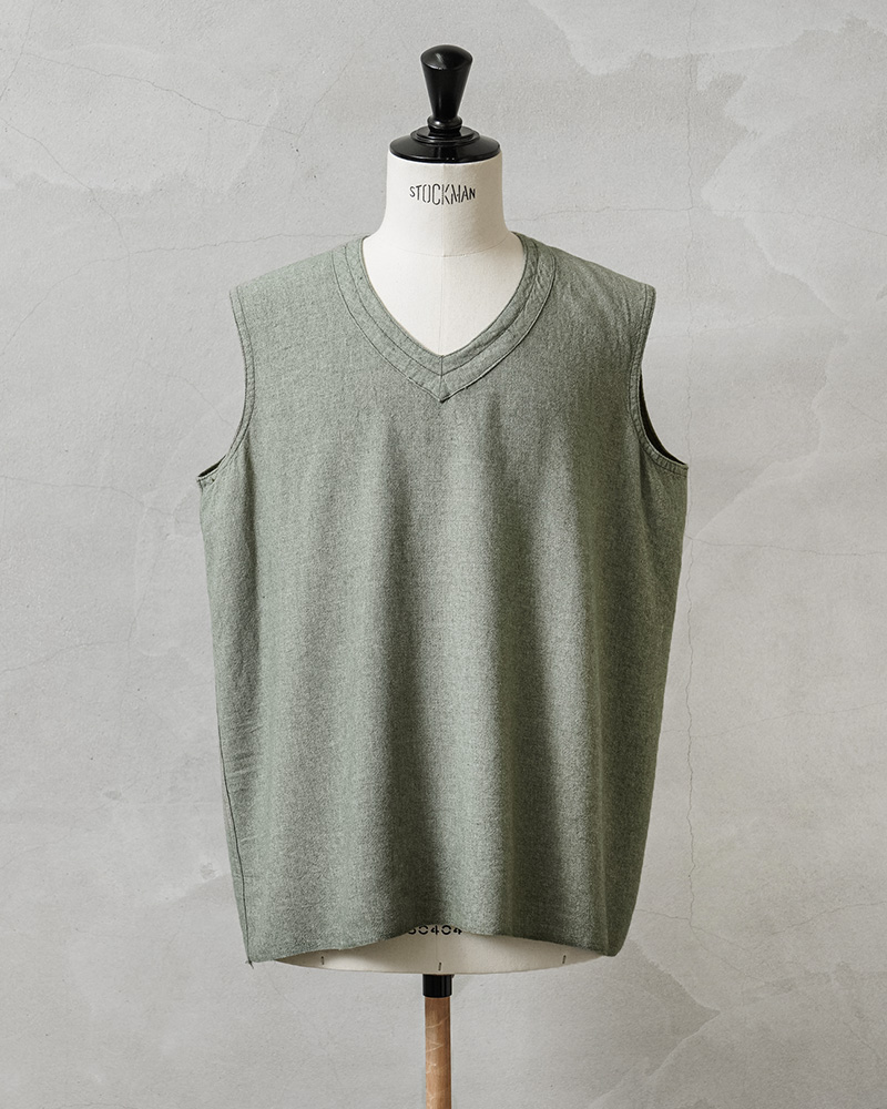 FRENCH MILITARY / ベスト/--/--/カーキ/無地 MILITARY（ミリタリー） 実物 新品 デッドストック フランス軍 リネン