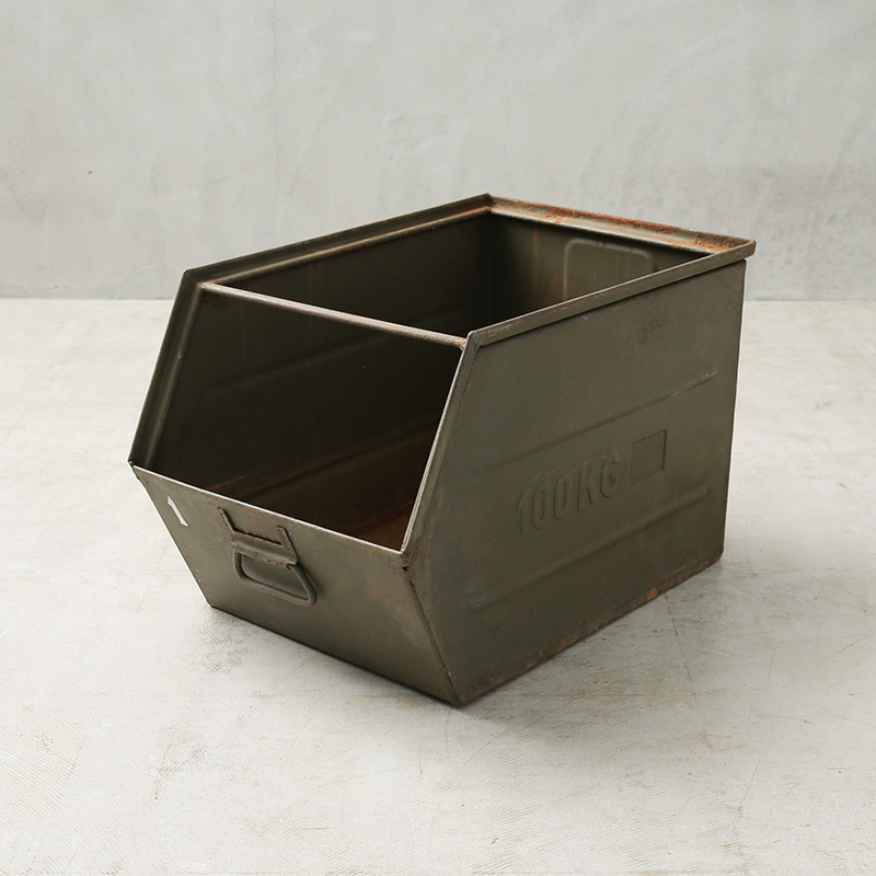 実物 USED チェコ軍 ビンテージ スチール ストレージボックス