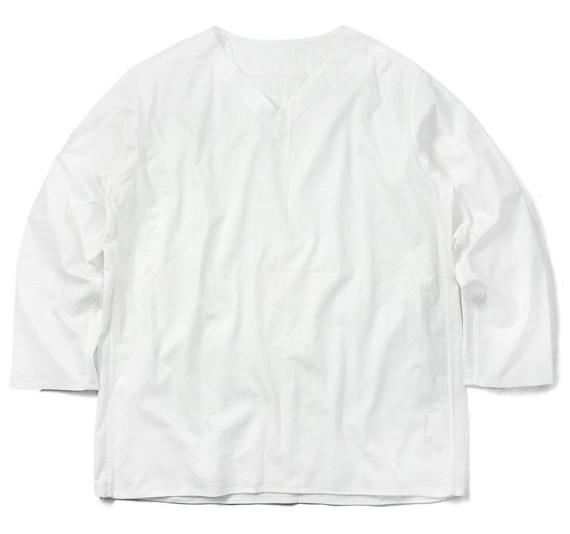 実物 新品 ロシア軍 80s Vネック スリーピングシャツ ホワイト デッド
