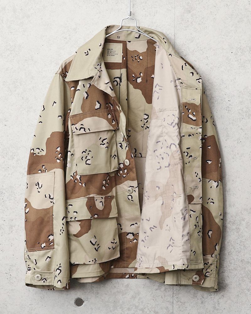 実物 USED 米軍 6Cデザート（チョコチップ）カモ BDUジャケット メンズ 