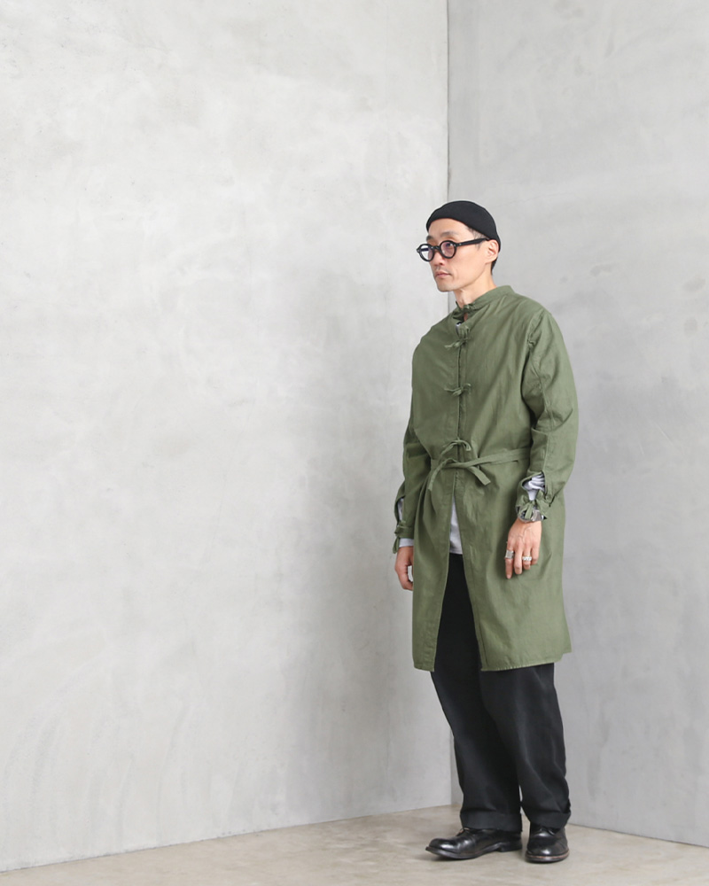 kastane ミリタリーシャツガウンコート 新品未使用 値下げ中 実物 新品 デッドストック ロシア軍 コットン ガウン コート OD染め
