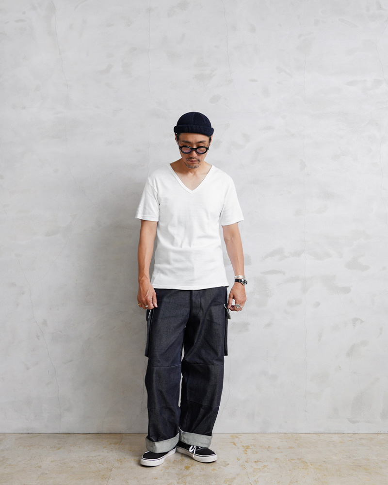最新コレックション デッドストック 新品 実物 MILITARY フランス軍 T 半袖 Vネック トップス