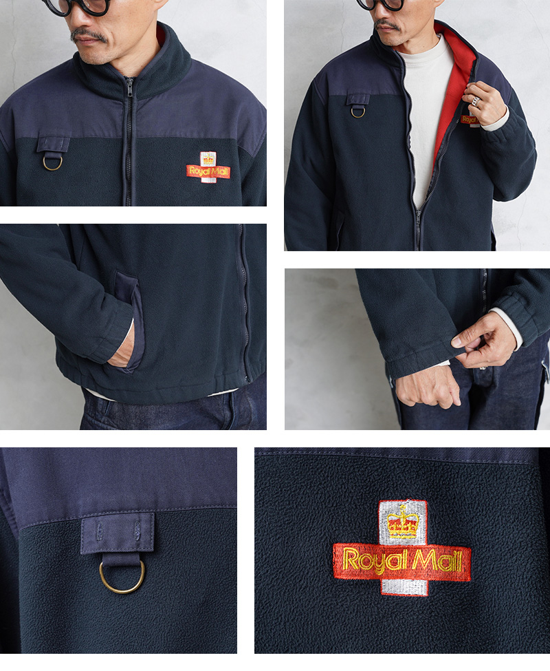 実物 USED イギリス ROYAL MAIL フリースジャケット ネイビー