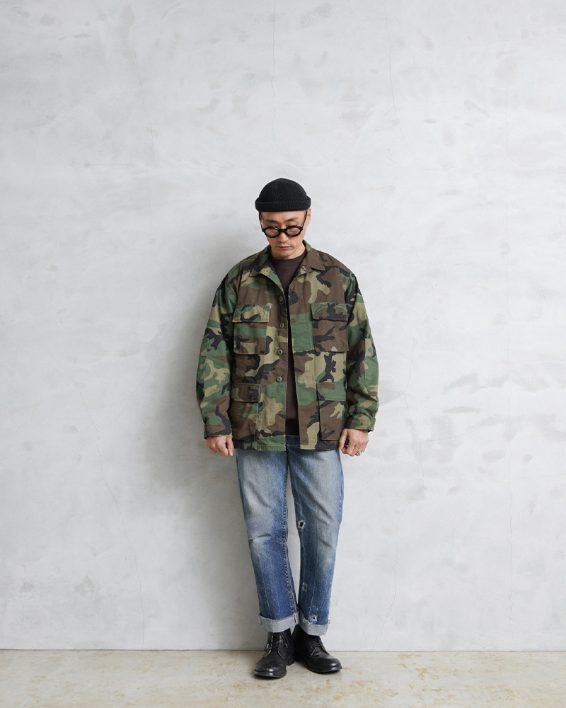 実物 新品 デッドストック 米軍 BDU WOODLAND CAMO ジャケット 中期型