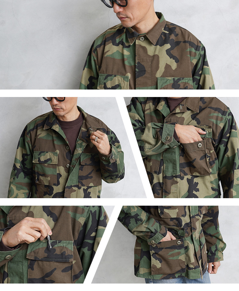 実物 新品 デッドストック 米軍 BDU WOODLAND CAMO ジャケット 中期型