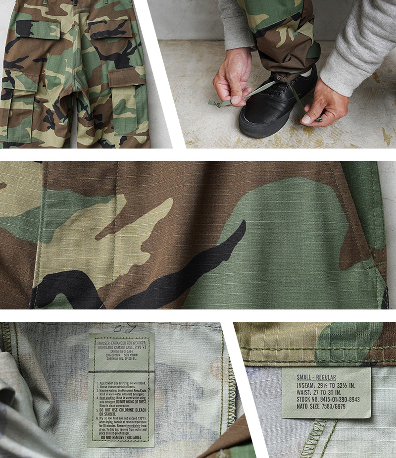 実物 新品 デッドストック 米軍 BDU WOODLAND CAMO カーゴパンツ