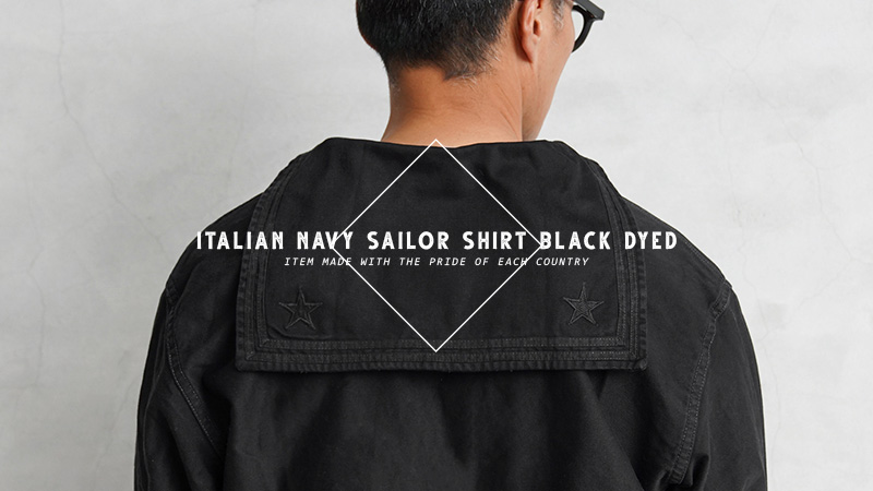 実物 USED イタリア海軍 NAVY ホワイト セーラーシャツ BLACK染め