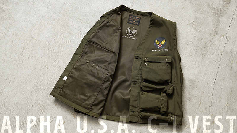 【未使用品】アルファ インダストリーズ C-1 ベスト サイズS カーキ ALPHA INDUSTRIES(アルファインダストリーズ) / ミリタリー